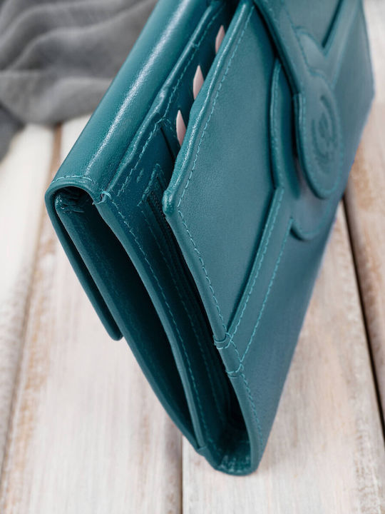 Large Leather Women's Wallet with RFID Green