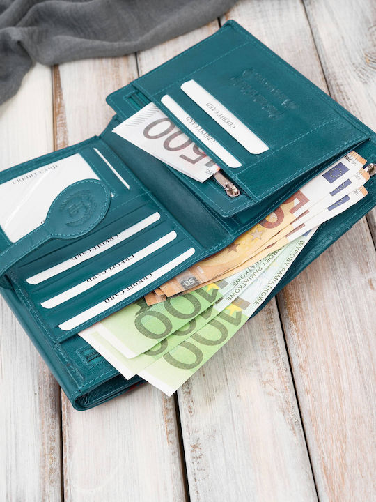 Large Leather Women's Wallet with RFID Green