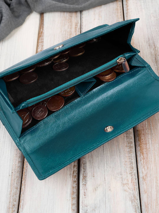 Large Leather Women's Wallet with RFID Green