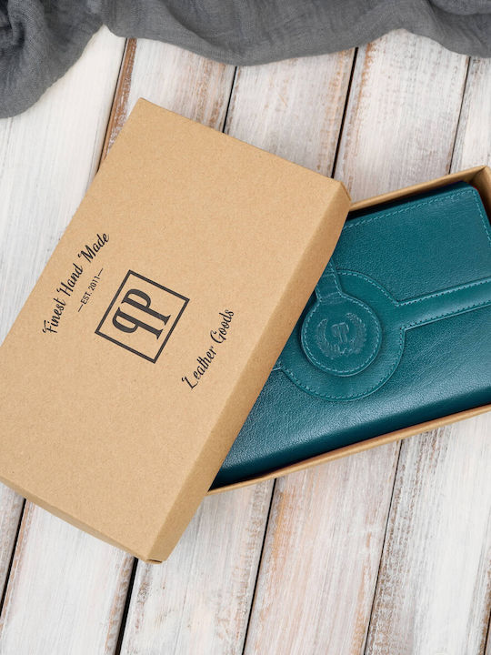 Large Leather Women's Wallet with RFID Green