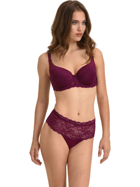 Bra with Light Padding Underwire Burgundy