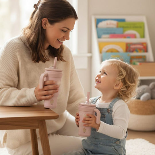 abo Make A Wish Little Bird Stainless Steel Kids Water Bottle Thermos with Straw Multicolour 350ml