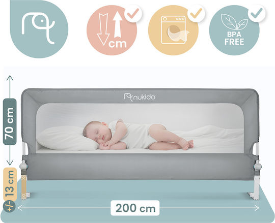 Nukido Foldable Bed Rail Guard Metal Grey 70cm