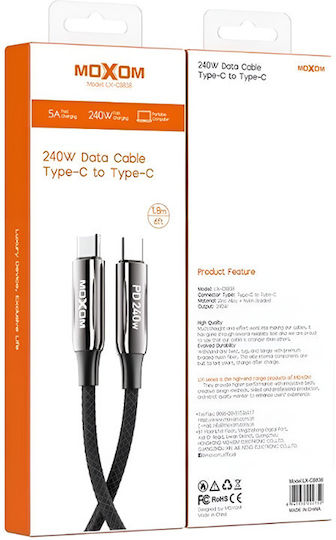 Moxom Cable USB-C Male - USB-C 240W PD Black 1.8m 15225