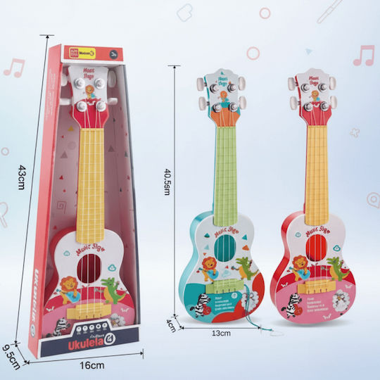 Chitară Pentru Copii 4 Corzi Ukulele Design Animal 40 Cm Roz