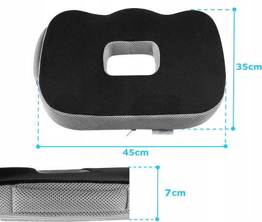 Medi Sleep Medizinisches Sitzkissen mit Loch 45x35x7cm Schwarz