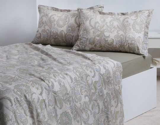 Silk Fashion Super-Double Bed Sheet Set With 2 Pillowcases With Rubber Hugger 160x200+35cm Nobilis (3 Pieces)