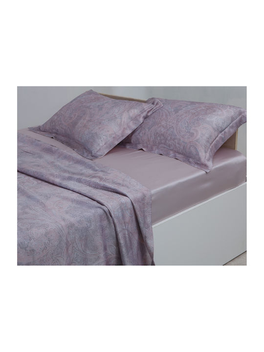 Silk Fashion Bed Sheet Set With 2 Pillowcases Super King Size With Rubber Hugger 160x200+40cm Silva 3 Pieces