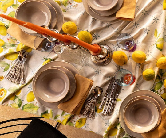 Tessitura Toscana Telerie Τραπεζομάντηλο Λινό Tablecloth Zagara Κίτρινο 170x170εκ.