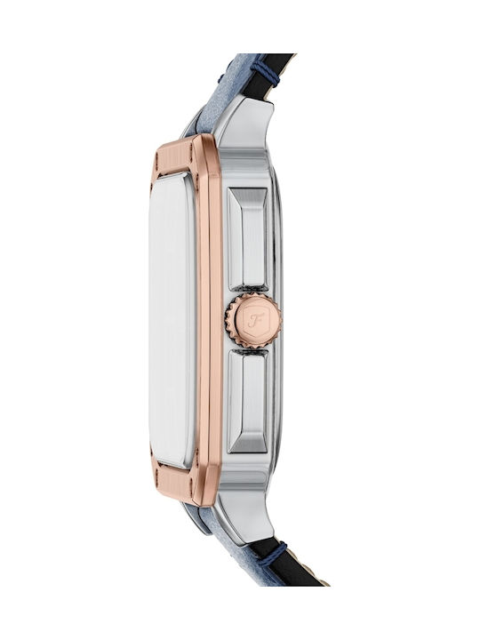 Fossil Drei Herrenuhren 42mm Batterie mit Silber Lederriemen