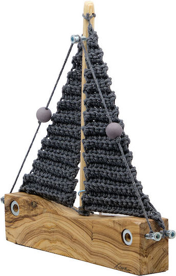 Piteros Boat Wooden Olive Knitted Canvas A06 Grey 23x30x3.5/250g