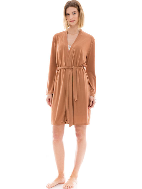 Pink Label Winter Women's Robe with Nightdress Cinnamon