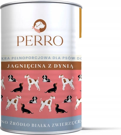 Perro Nasses Hundefutter mit Lamm, Kürbis, Fleisch, Leber und Lachs 12x400gr
