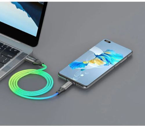 Techancy Плетен кабел USB-C мъжки - USB-A Многоцветен 1m