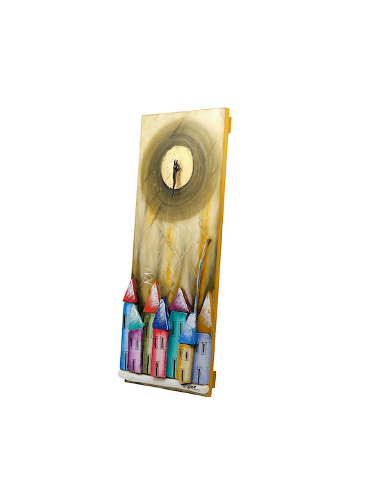Wooden Yellow Wall Clock 20x50cm