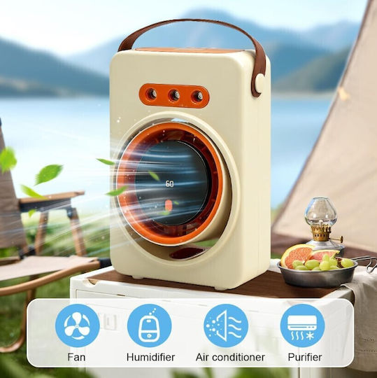 Roza 06378 Portable Air Cooler 4 in 1 Beige Humidifier Fan Water Cooling 5 Speeds & 1800mAh Battery