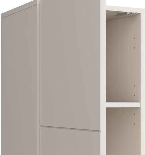 Wall Living Room Display Cabinet from MDF with Glass & Lighting Cashmere 39x35x117cm