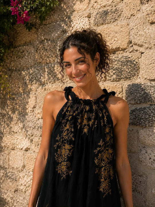 Sommer Maxi Damenkleid Schwarz