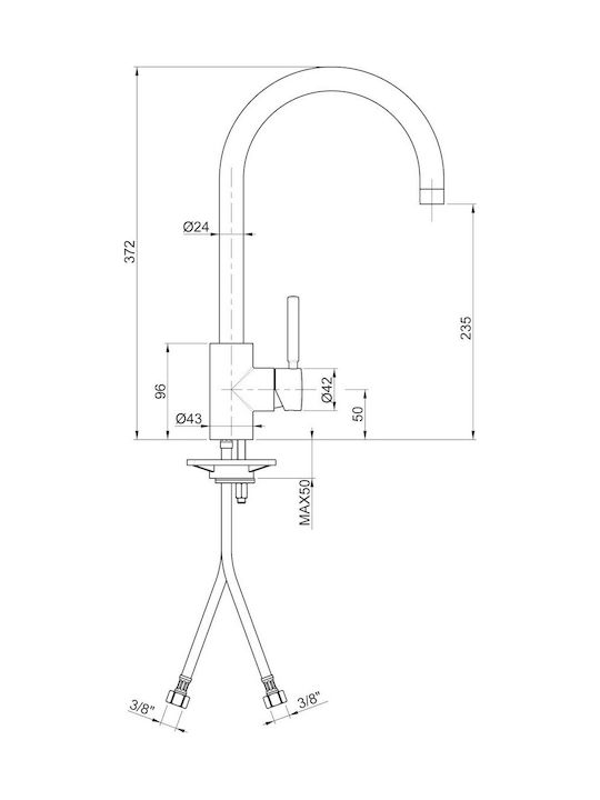 Sanitec Doppio Kitchen Faucet Counter Black