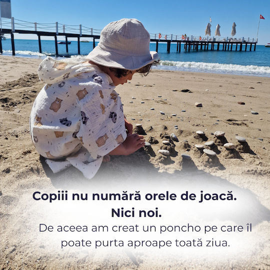 Kidizi Cuddly Buddies Poncho Dublu Din Muselină Pentru Copii 1-3 Ani – Cu Glugă Uscare Rapidă Croială Lejeră Plajă Piscină