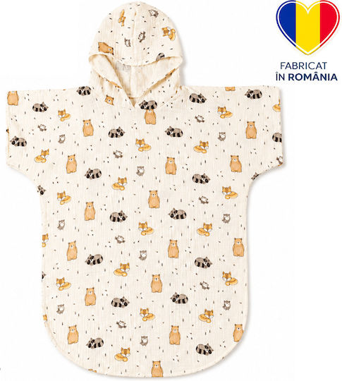 Kidizi Cuddly Buddies Dublu Muselină Poncho pentru copii 3-6 ani – Cu glugă Uscare rapidă Croială lejeră Plajă Piscină
