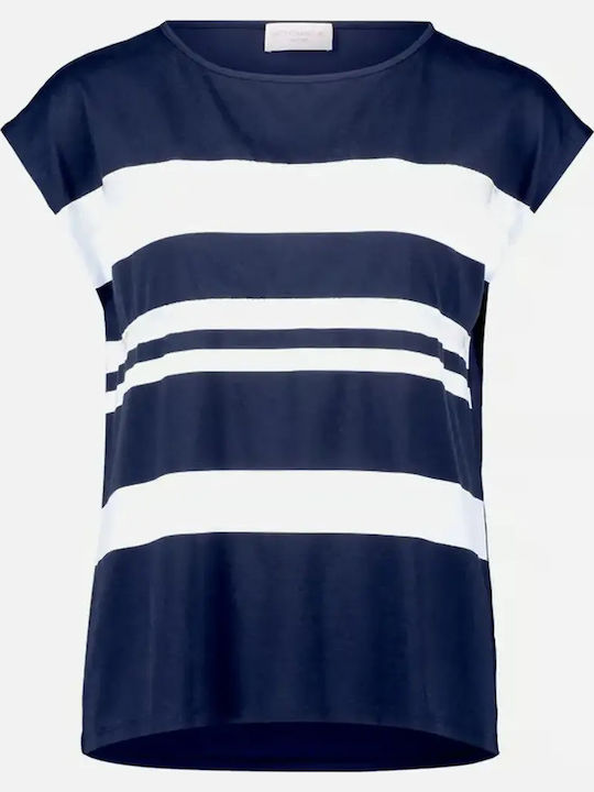 Women's Summer Linen Short Sleeve Striped Nautical Style Blouse