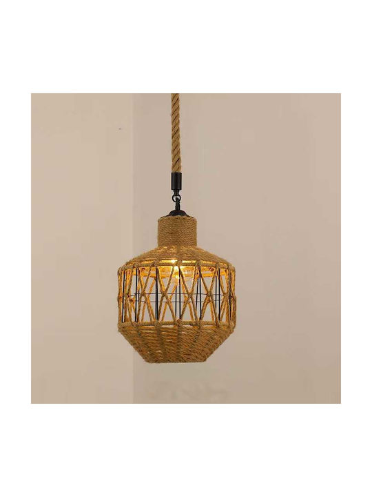 Boho Hanging Ceiling Light with Rope for E27 Socket