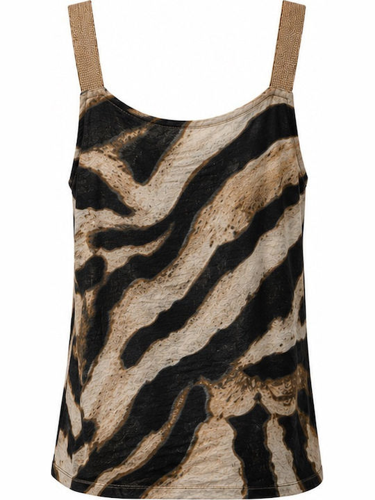 Women's Sleeveless Top Animal Print Zebra