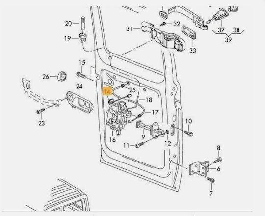 Жило За Дръжка На Предна Врата Volkswagen Transporter T5 T6 7h0837732