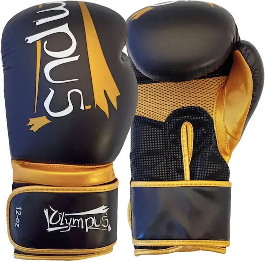 Olympus Sport 401017.10oz.Black.Gray Boxing Gloves from Synthetic Leather for Competition Black