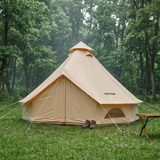 Vevor Oxford Bell Σκηνή Camping Teepee Αποθήκευσης Μπεζ 4 Εποχών για 3 Άτομα 300x300x220εκ.