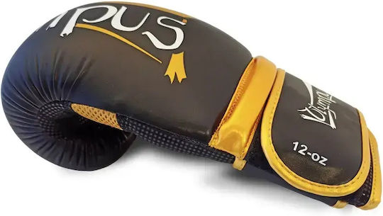 Olympus Sport 401017.10oz.Black.Gray Boxing Gloves from Synthetic Leather for Competition Black