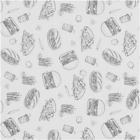 Hârtie de Copt pentru Gustări Cartofi Prajiți 30.5x30.5 Cm Model Fast Food 500 Bucăți