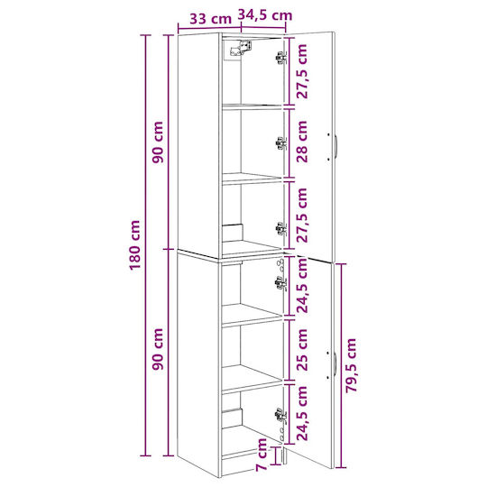 vidaXL Badezimmer-Säulenschrank Wandhängeschrank Eiche