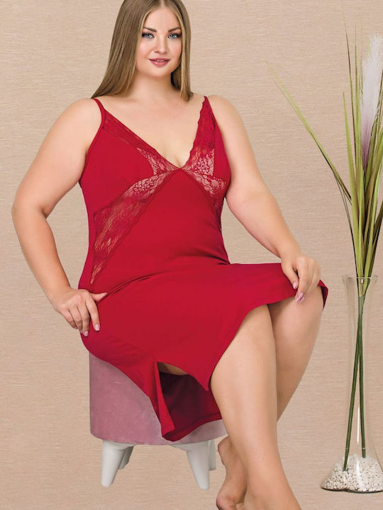 Lady Лятна Дамска Нощна Риза Червена