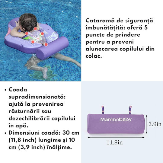 Antrenor De Înot Pentru Copii Pentru Bebeluși Cu Diametru 49 Cm Pentru 10 Ani Și Peste Violet