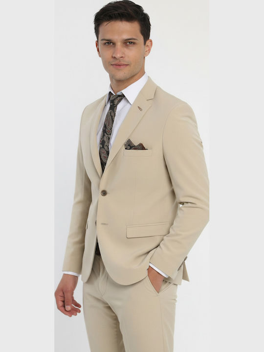 Men's Suit with Slim Fit Ecru