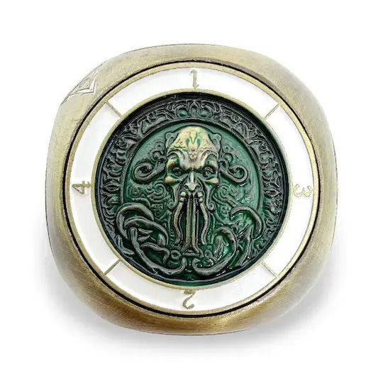 Suegao 7-in-1 Rounded Metallic Cube Spinner Dice D4-d20 Tabletop Rpg Brass Green