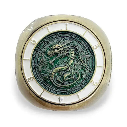 Suegao 7-in-1 Rounded Metallic Cube Spinner Dice D4-d20 Tabletop Rpg Brass Green