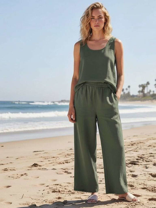 Damen Olive Set mit Gummiband Hose