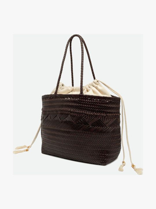 Leather Women's Shoulder Shopper Bag Brown