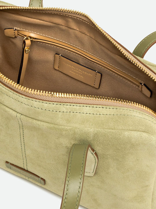 Leder Damen Schultertasche Khaki