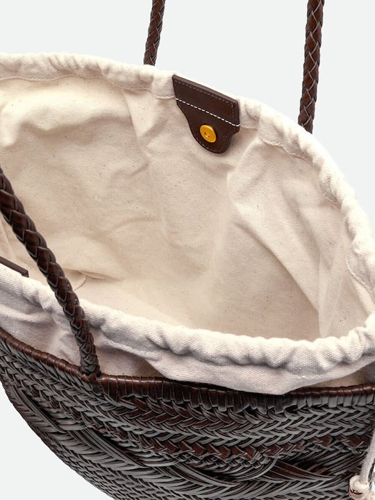 Leather Women's Shoulder Shopper Bag Brown