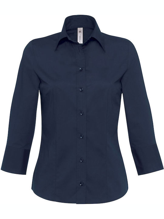 Langärmeliges Damenhemden Marineblau