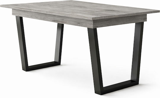 Hefaistos Masă Extensibilă din Lemn Masiv și Metal Cenușie 160(+40)x90x75cm