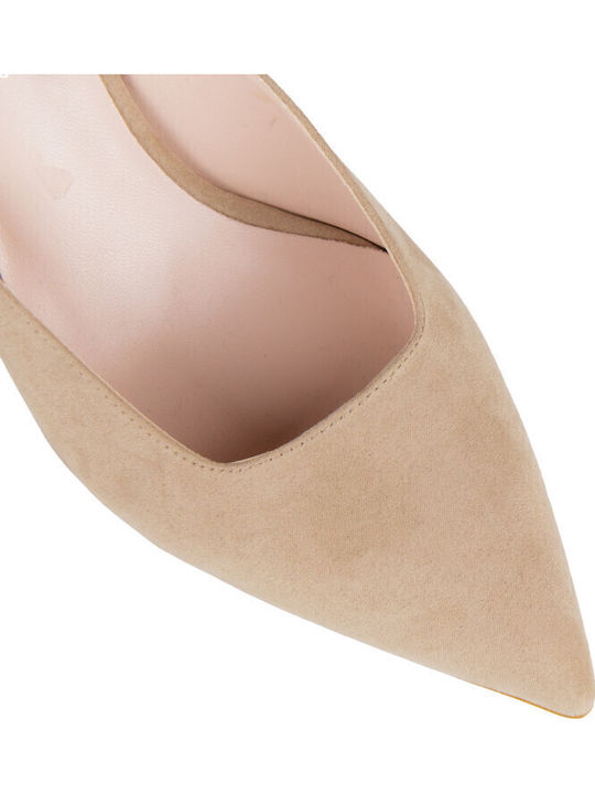Suede Mules With Heel In Brown Colour