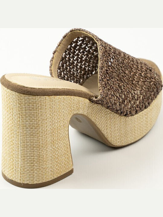 Mules with High Heel in Brown Colour