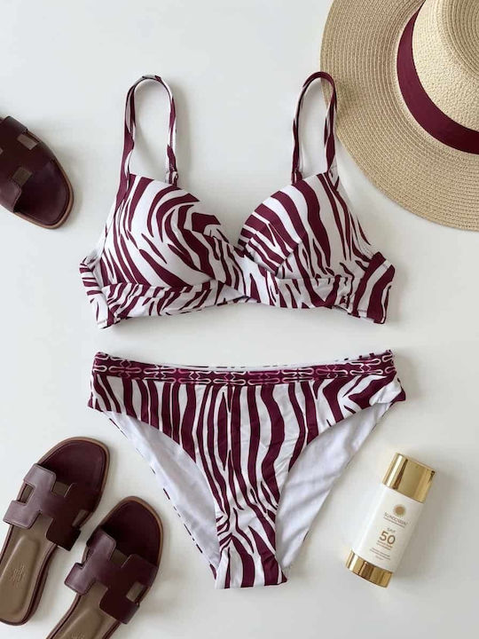 Set Bikini Animal Print Μπορντό