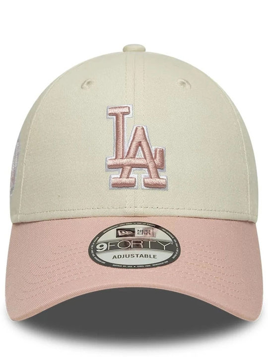 New Era La Dodgers Mlb World Series Patch Light Beige 9forty Adjustable Cap Unisex Jockey Multicolor