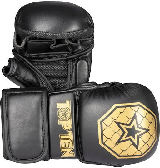Top Ten Contender MMA-Handschuhe Schwarz Goldfarben